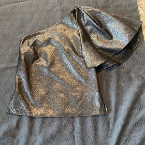 Metallic Zara One Shoulder Dress Shirt M